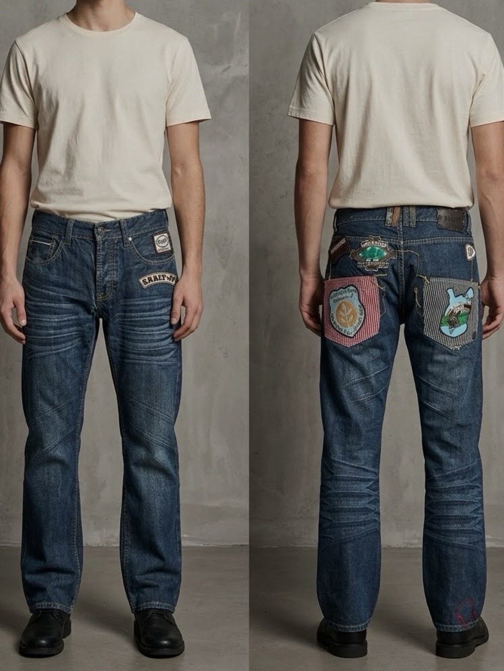 Sabit JP Distressed Patchwork Denim Jeans 30 W National Park Rare Streetwear